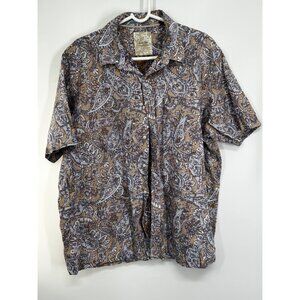 Tasso Elba Shirt Adult Blue Beige Summer Linen COTTON Button Down Mens XXL